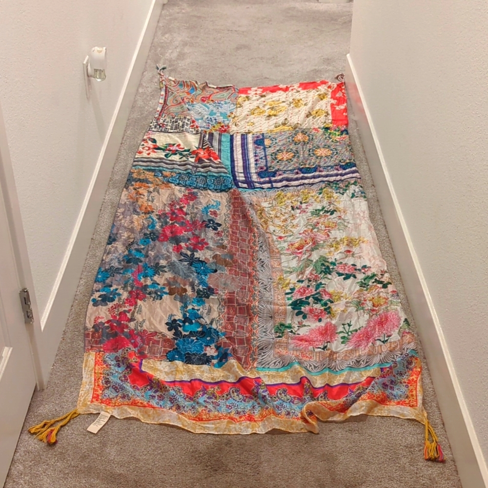 Johnny Was Silk Scarf - Giant Patchwork Shawl Boho Printed Scarf